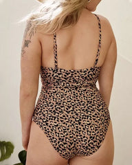 Women's V-neck Wrap Cross Strap Sexy Hollow One-Piece Swimsuit