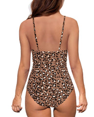 Women's V-neck Wrap Cross Strap Sexy Hollow One-Piece Swimsuit