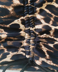 Vintage Leopard Print Adjustable Strap Swimsuit and Side Drawstring Swim Shorts Two-Piece Set
