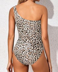 Women's Tummy-Control Mesh One-Shoulder One-Piece Swimsuit