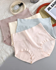 Women's Pure Cotton Antibacterial Crotch High Waist Light Belly Underwear