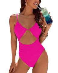 Women's Sexy Belly-Control Solid Color One-Piece Swimsuit