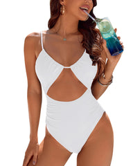 Women's Sexy Belly-Control Solid Color One-Piece Swimsuit