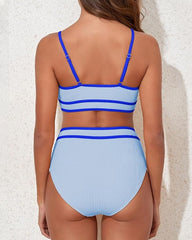 Women's Ribbed Colorblock High Waist Bikini Set