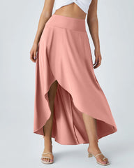 High Waist High and Low Ruffles Two-In-One Elegant Quick-Drying Casual Irregular Beach Holiday Long Skirt