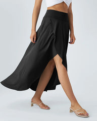High Waist High and Low Ruffles Two-In-One Elegant Quick-Drying Casual Irregular Beach Holiday Long Skirt