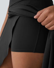 High Waist High and Low Ruffles Two-In-One Elegant Quick-Drying Casual Irregular Beach Holiday Long Skirt