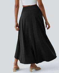 High Waist High and Low Ruffles Two-In-One Elegant Quick-Drying Casual Irregular Beach Holiday Long Skirt