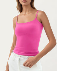 Women's Square Neck Adjustable Spaghetti Strap Sleeveless Tank Top