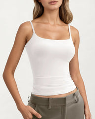 Women's Square Neck Adjustable Spaghetti Strap Sleeveless Tank Top