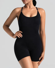 Women's Solid Color Cross Backless Adjustable Straps Sleeveless Bodycon Yoga Sports Bodysuit