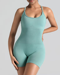 Women's Solid Color Cross Backless Adjustable Straps Sleeveless Bodycon Yoga Sports Bodysuit