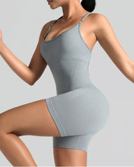 Women's Solid Color Cross Backless Adjustable Straps Sleeveless Bodycon Yoga Sports Bodysuit