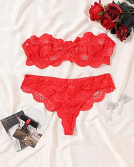 Women's Floral Lace Sexy Lingerie Breathable Comfort Underwear Set