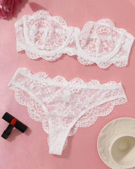 Women's Floral Lace Sexy Lingerie Breathable Comfort Underwear Set