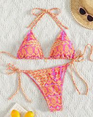 Women's Beach Vacation Printed Bikini Set