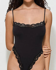 Women's Spaghetti Strap Lace Seamless Sexy Bodysuit and Jumpsuit