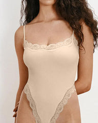 Women's Spaghetti Strap Lace Seamless Sexy Bodysuit and Jumpsuit