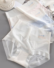 Women's High Waist Ice Silk Pure Cotton Antibacterial Crotch Seamless Underwear