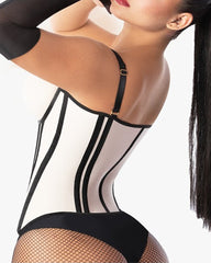 Sexy Bandeau Colorblock Removable Straps Shapewear Corset Top with Zipper