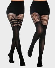 Mock Thigh High Stockings For Women Sexy Fishnet Tights Suspender Pantyhose