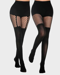 Mock Thigh High Stockings For Women Sexy Fishnet Tights Suspender Pantyhose