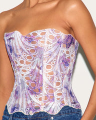 Ladies Elegant Lace Back Tie-up Tube Top Tummy Shaper Top