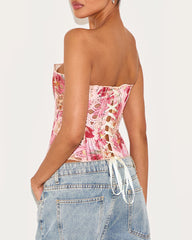 Ladies Elegant Lace Back Tie-up Tube Top Tummy Shaper Top