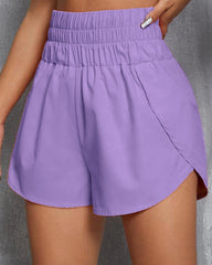 Women's Solid Color High Waist Casual Comfortable Stretch Quick-Drying Sports Shorts