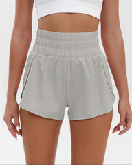 Women's Solid Color High Waist Casual Comfortable Stretch Quick-Drying Sports Shorts