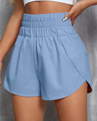 Women's Solid Color High Waist Casual Comfortable Stretch Quick-Drying Sports Shorts