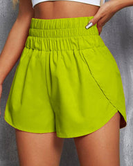 Women's Solid Color High Waist Casual Comfortable Stretch Quick-Drying Sports Shorts