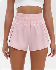 Women's Solid Color High Waist Casual Comfortable Stretch Quick-Drying Sports Shorts