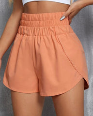 Women's Solid Color High Waist Casual Comfortable Stretch Quick-Drying Sports Shorts