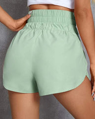 Women's Solid Color High Waist Casual Comfortable Stretch Quick-Drying Sports Shorts