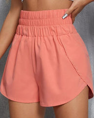 Women's Solid Color High Waist Casual Comfortable Stretch Quick-Drying Sports Shorts