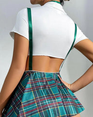 Sexy Fun Schoolgirl Role Play 4 Piece Lingerie Set