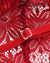 Women's Sexy Hollow Translucent Floral Lace Backless One-Piece Pajamas