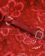 Deep V Sexy Translucent Floral Lace Cross-Back Open Crotch Design One-Piece Pajamas