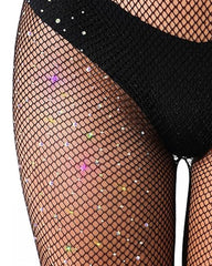 Women's Sexy Elastic Super Shiny Rhinestone Fishnet Stockings