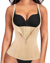 Women's Adjustable Patterned Straps Button Zipper Waist and Abdomen Shaper