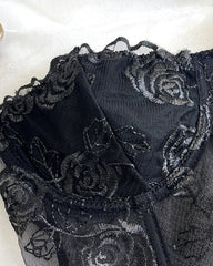 Sexy Flower Lace Mesh Herringbone Tube Top