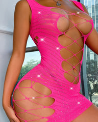 Sexy Hot Diamond See-Through Elastic Hollow Nightdress