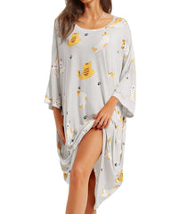 Women's Casual Printed Short Sleeves With Pockets Loose and Comfortable Home Wear