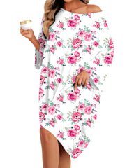 Women's Casual Printed Short Sleeves With Pockets Loose and Comfortable Home Wear