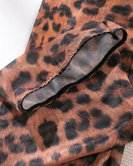 Sexy Leopard Push-Up Bra Underwear Thong Set With Stockings and Choker 6 Pieces Set