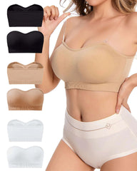 Women's Non-Slip Silicone Push-Up Detachable Shoulder Straps Without Steel Ring Bra