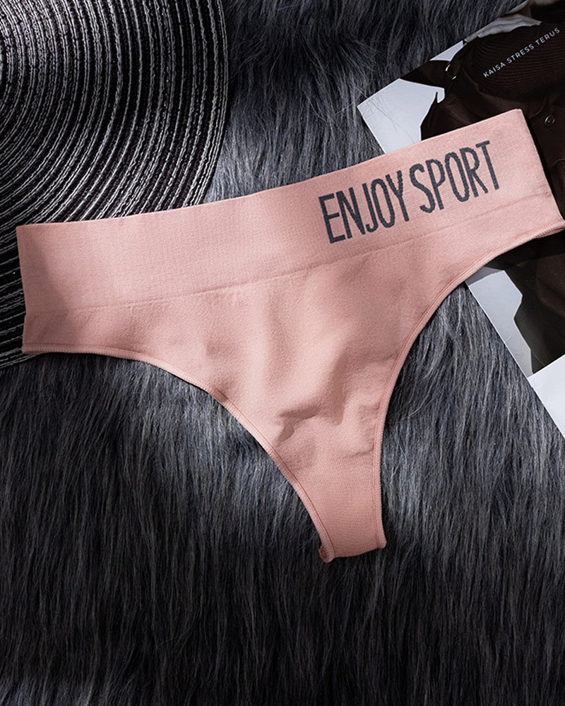 Women's Sexy Seamless Sports Fitness Letter Wide Waist Briefs