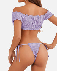 Sexy See-Through Mesh One Shoulder Strap Bra and Panty Pajama Set