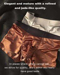 Men's Ice Silk Mulberry Silk Antibacterial Boxer Briefs